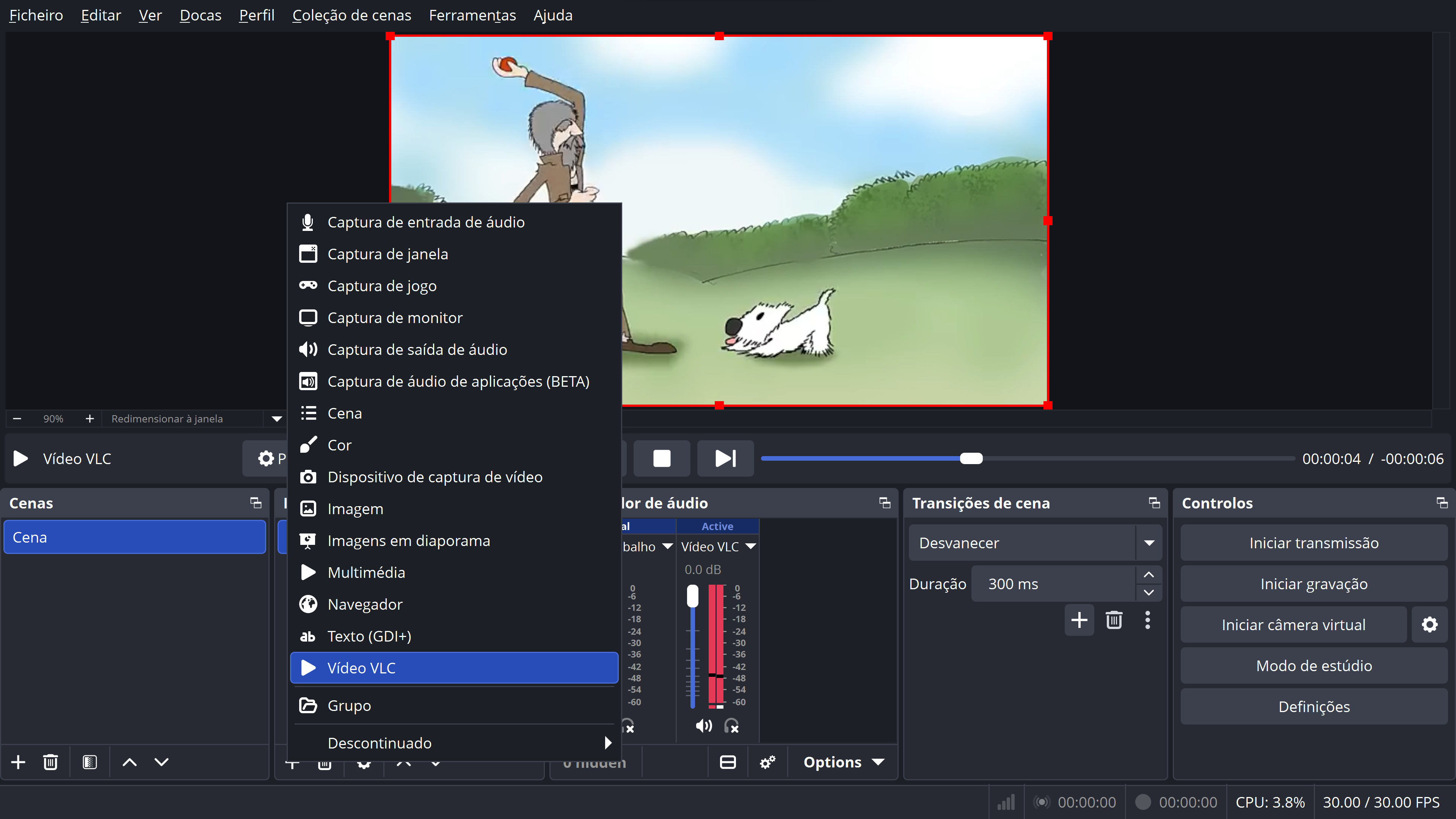 Passo 1: Adicionar VLC Video Source